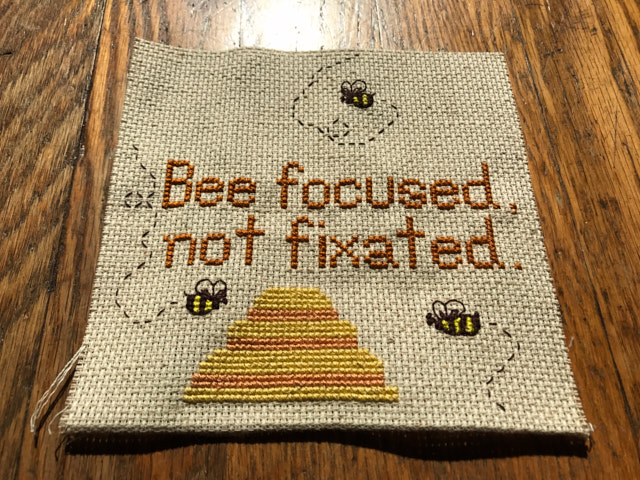 bee + yoga cross stitch