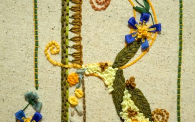 Ribbon Embroidery: the letter R