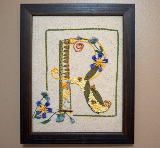 framing ribbon embroidery (owl crafts): the letter R