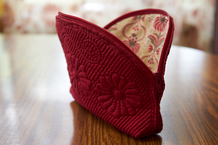 French boutis zipper pouch