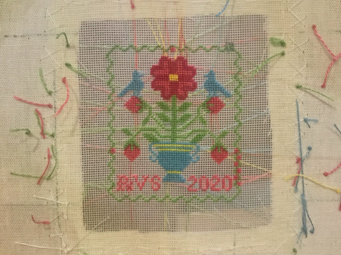 silk gauze rose sampler designed by nancy sturgeon