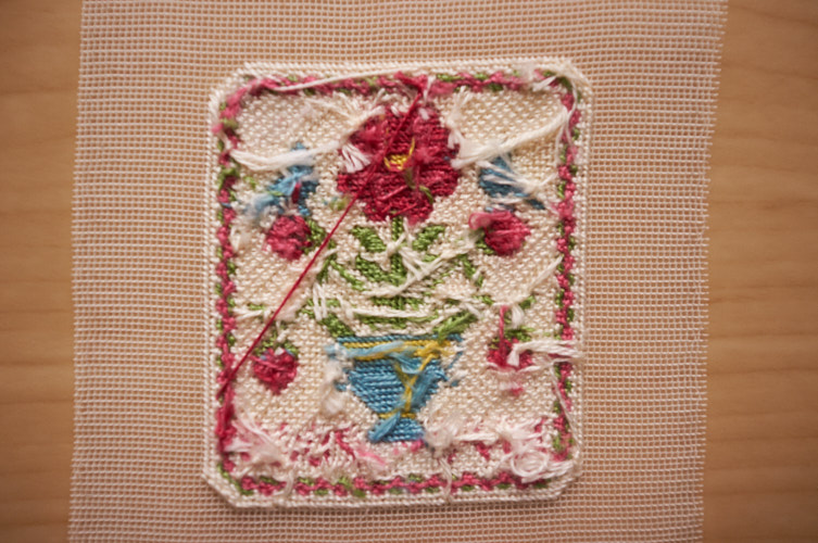 silk gauze rose sampler designed by nancy sturgeon